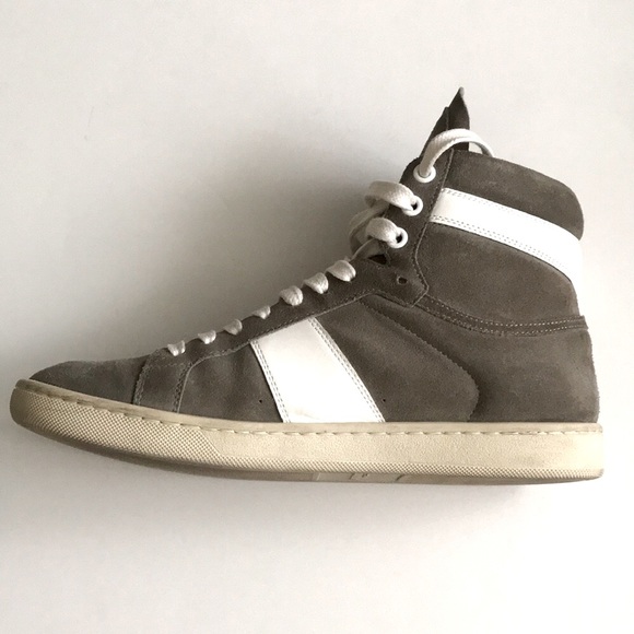 Saint Laurent Grey Suede High Top Sneakers SL/02H - Picture 6 of 14